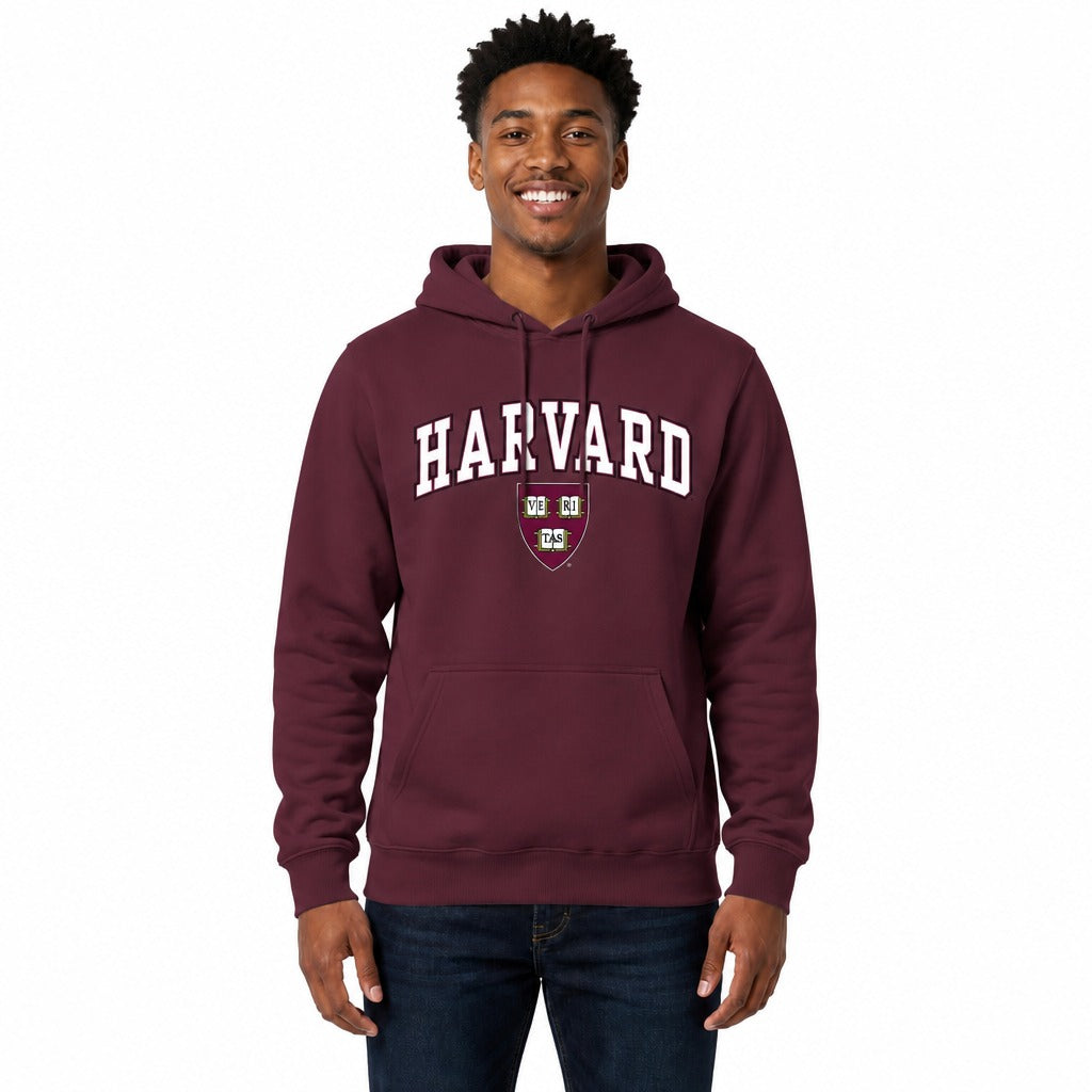 Harvard Crimson Arch & Logo Gameday Hoodie NCAA Fleece Pullover - Maroon