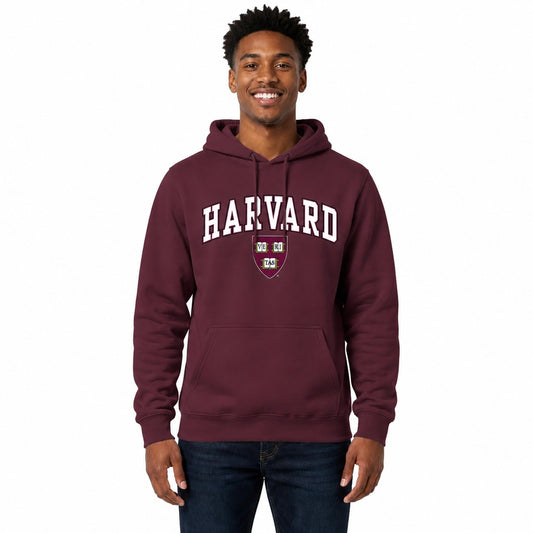 Harvard Crimson Arch & Logo Gameday Hoodie NCAA Fleece Pullover - Maroon