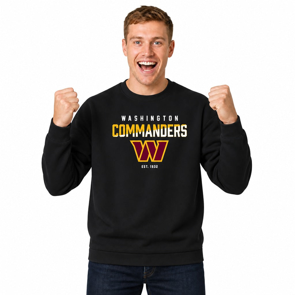 Washington Commanders  Color Block Crewneck Sweatshirt NFL Men Women - Black