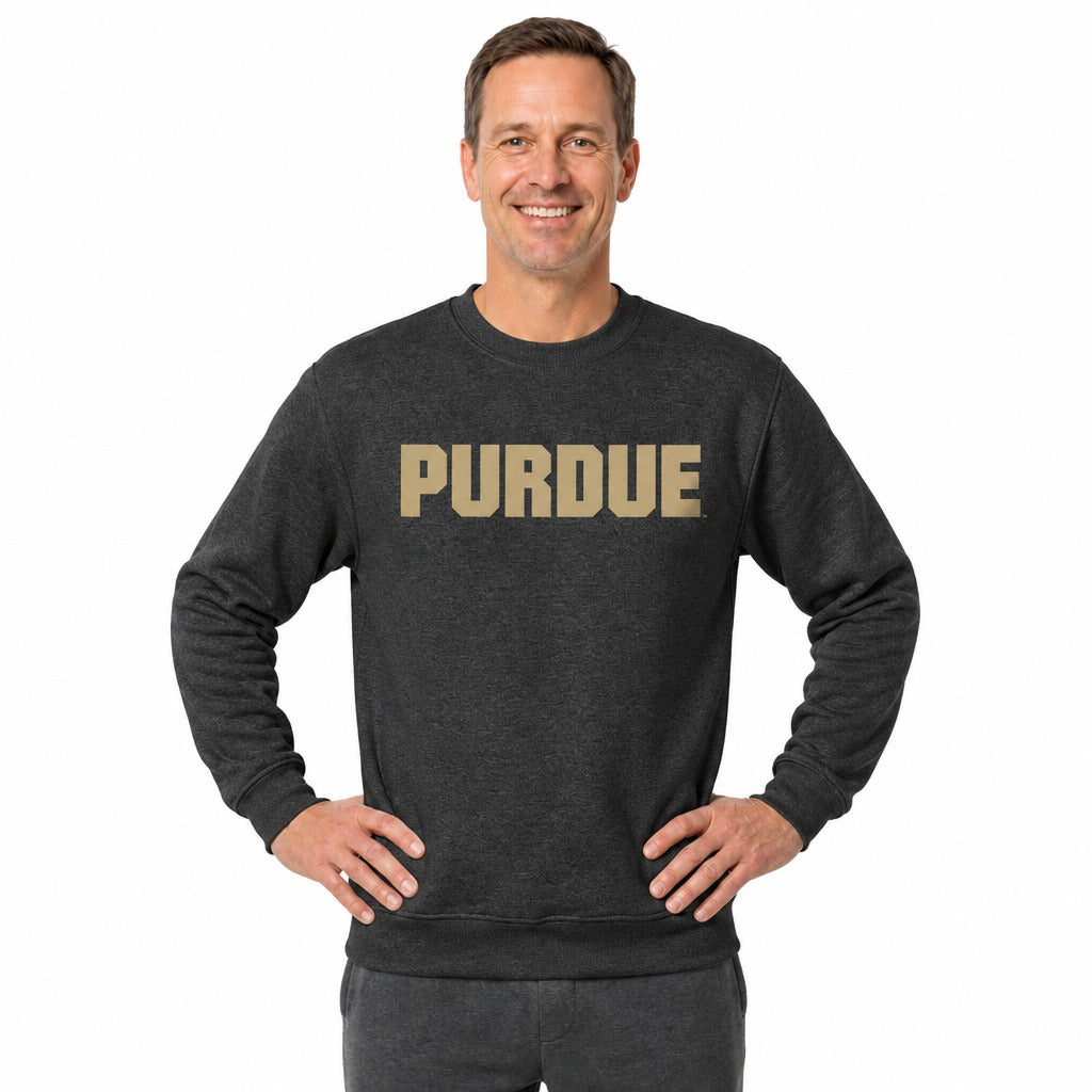 Purdue Boilermakers  NCAA Unisex Adult Crewneck Fleece Sweatshirt - Charcoal