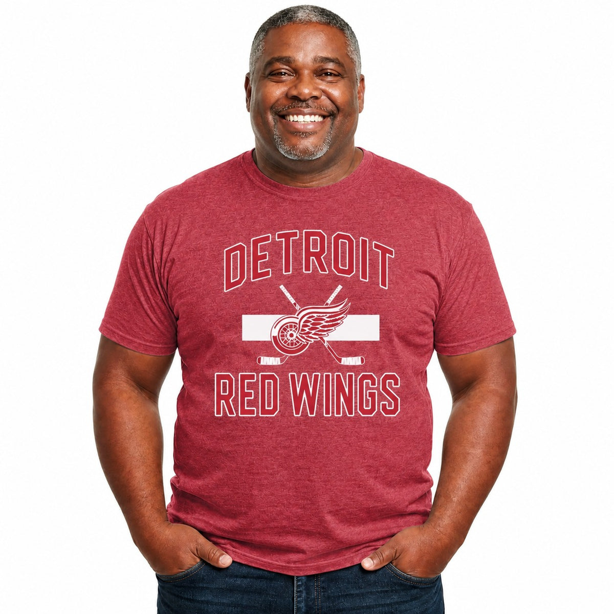 Detroit Red Wings  Faceoff T-Shirt Men Women Hockey Jersey Stripe - Red