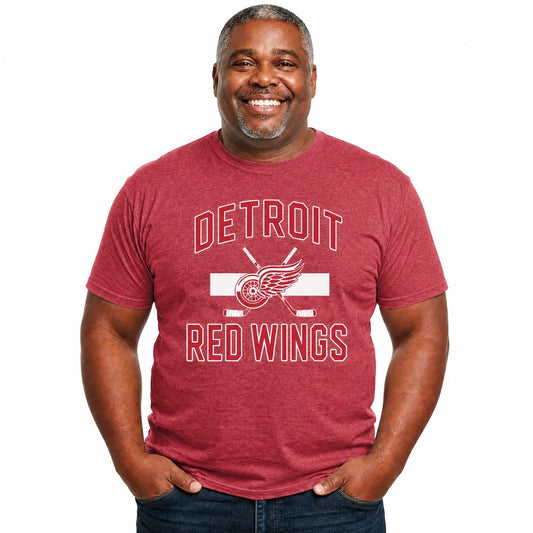 Detroit Red Wings  Faceoff T-Shirt Men Women Hockey Jersey Stripe - Red
