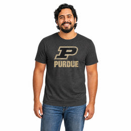 Purdue Boilermakers  Heathered Logo T-Shirt Men Women NCAA Licensed - Black