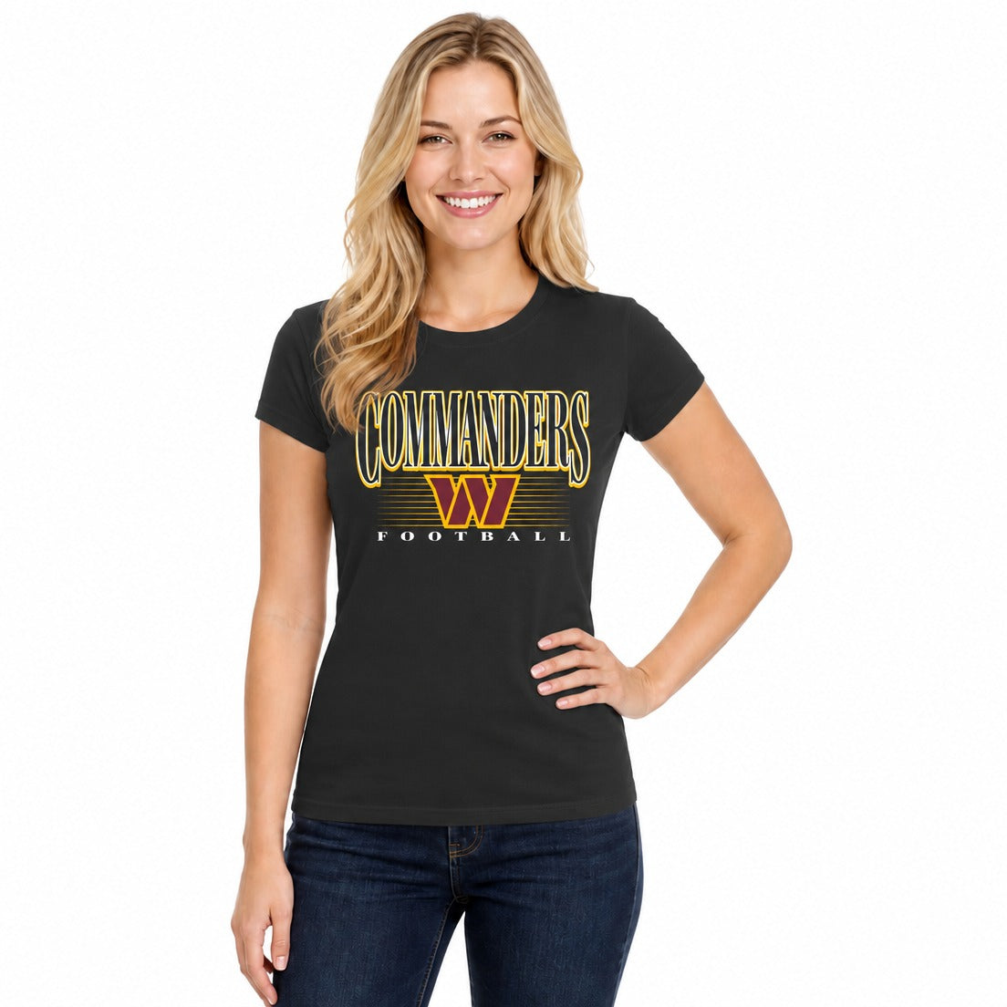 Washington Commanders  Overtime Blueprint Women's NFL Short Sleeve T-Shirt - Black