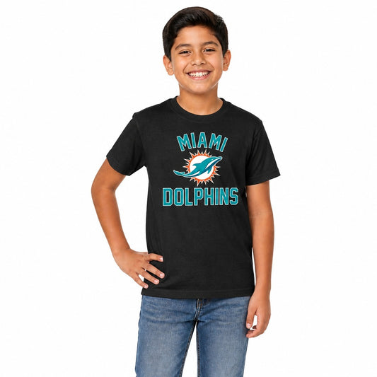 Miami Dolphins  NFL Youth Gameday Football T-Shirt Boys and Girls - Black