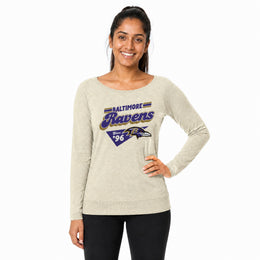 Baltimore Ravens  Womens Vintage Charm French Terry Crewneck - Birch