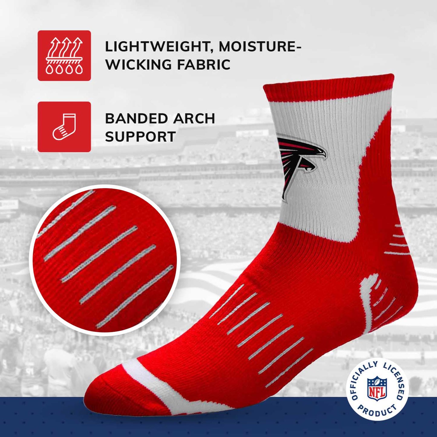 Atlanta Falcons NFL Youth Performance Quarter Length Socks - Red
