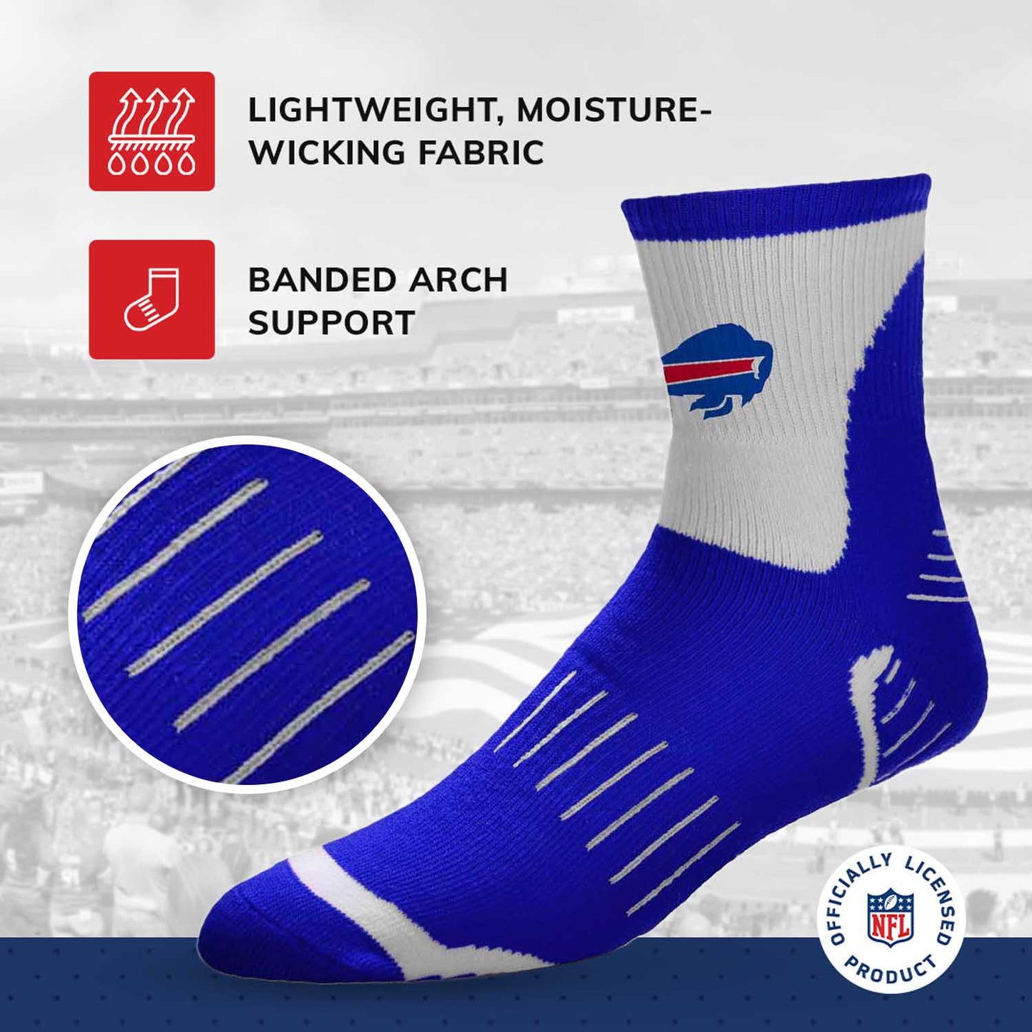 Buffalo Bills NFL Youth Performance Quarter Length Socks - Royal