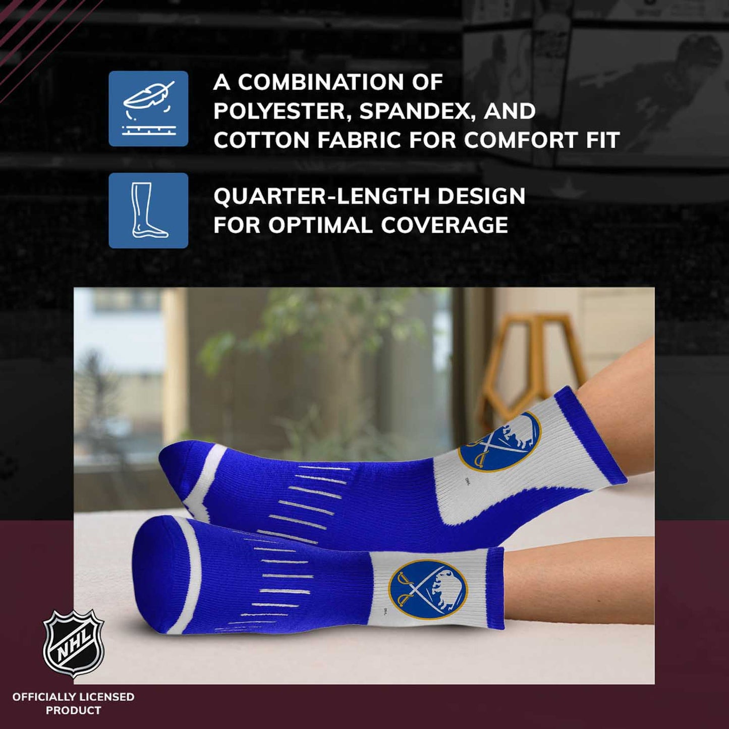 Buffalo Sabres NHL Adult Surge Team Mascot Mens and Womens Quarter Socks - Royal