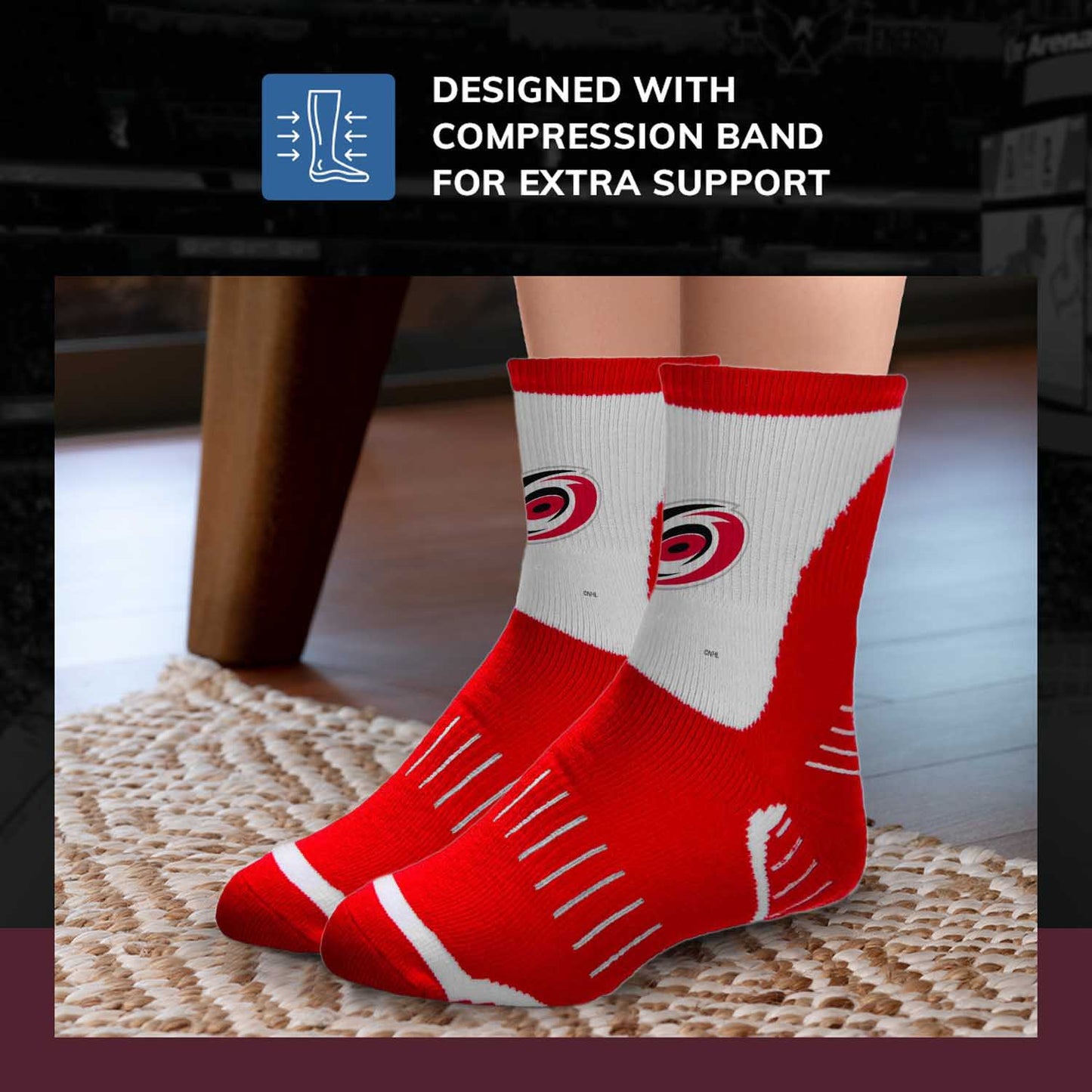 Carolina Hurricanes NHL Adult Surge Team Mascot Mens and Womens Quarter Socks - Red