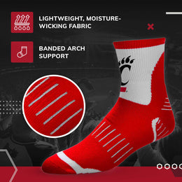 Cincinnati  Bearcats Adult NCAA Surge Quarter Length Crew Socks - Red