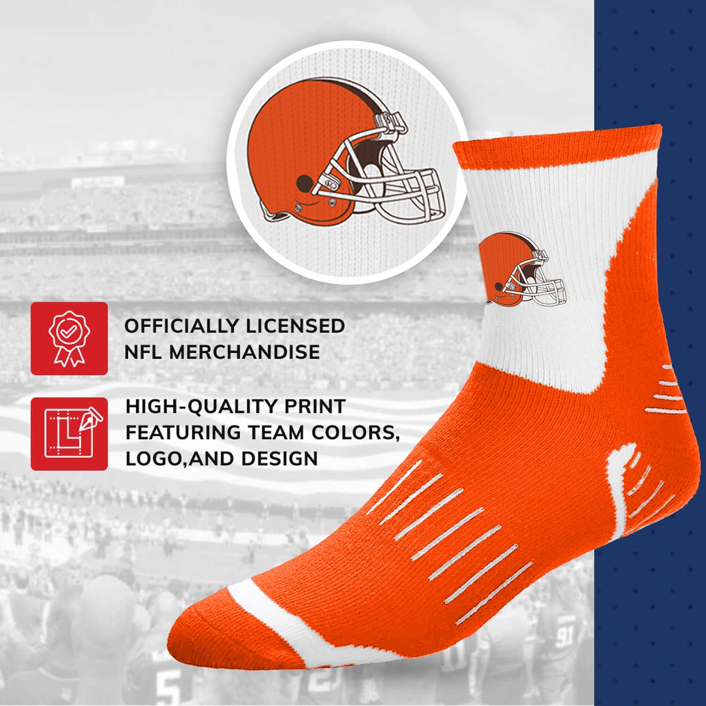 Cleveland Browns NFL Youth Crew Length Surge Socks for Boys and Girls - Team Color
