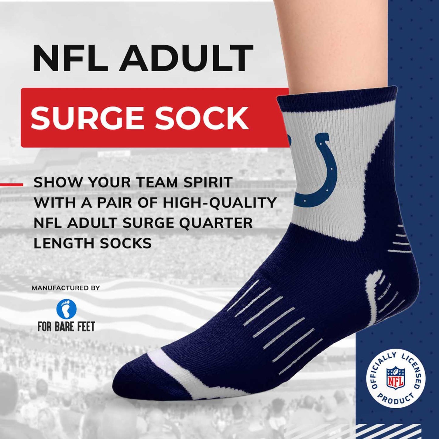 Indianapolis Colts NFL Performance Quarter Length Socks - Navy