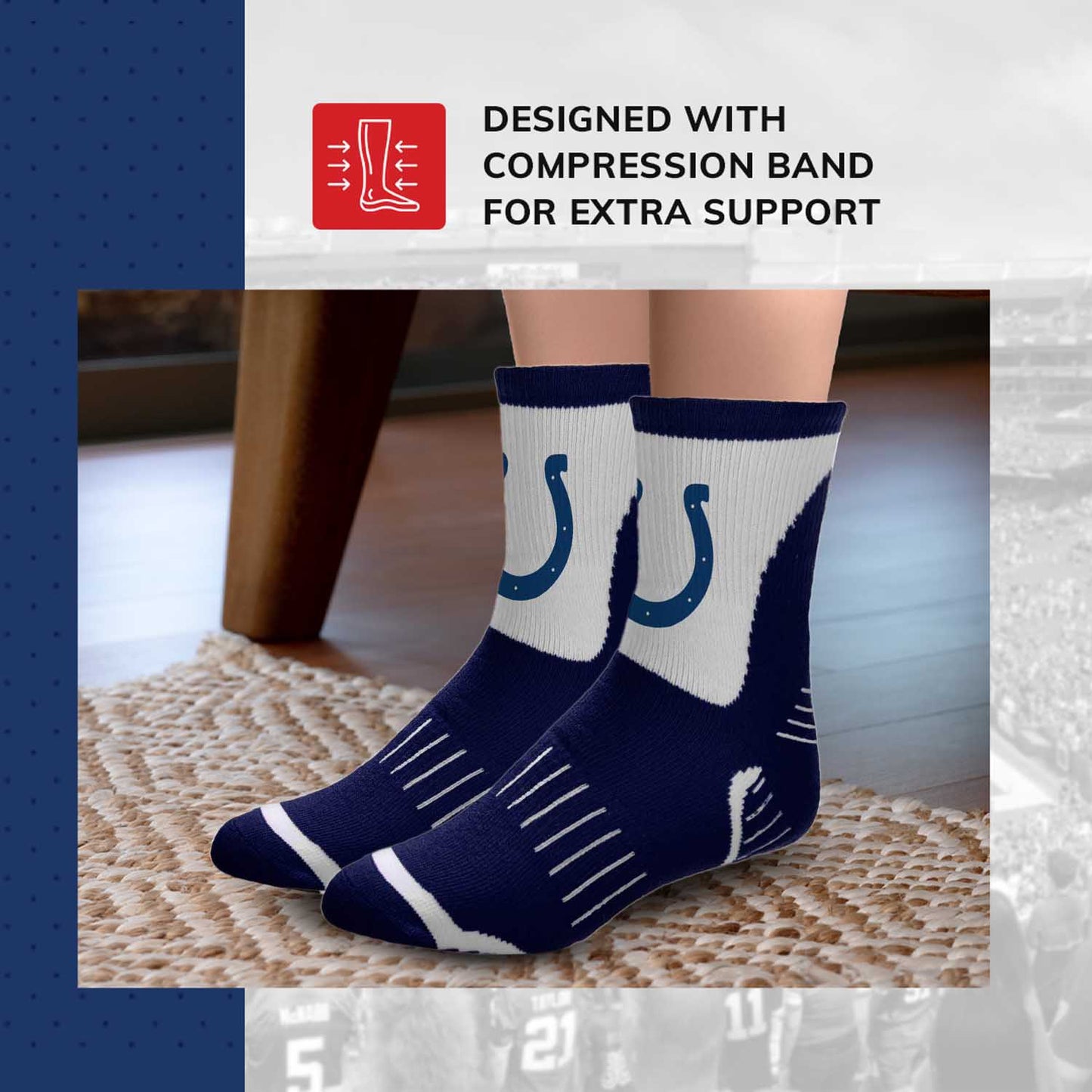 Indianapolis Colts NFL Youth Performance Quarter Length Socks - Navy