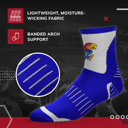 Kansas Jayhawks Adult NCAA Surge Quarter Length Crew Socks - Royal