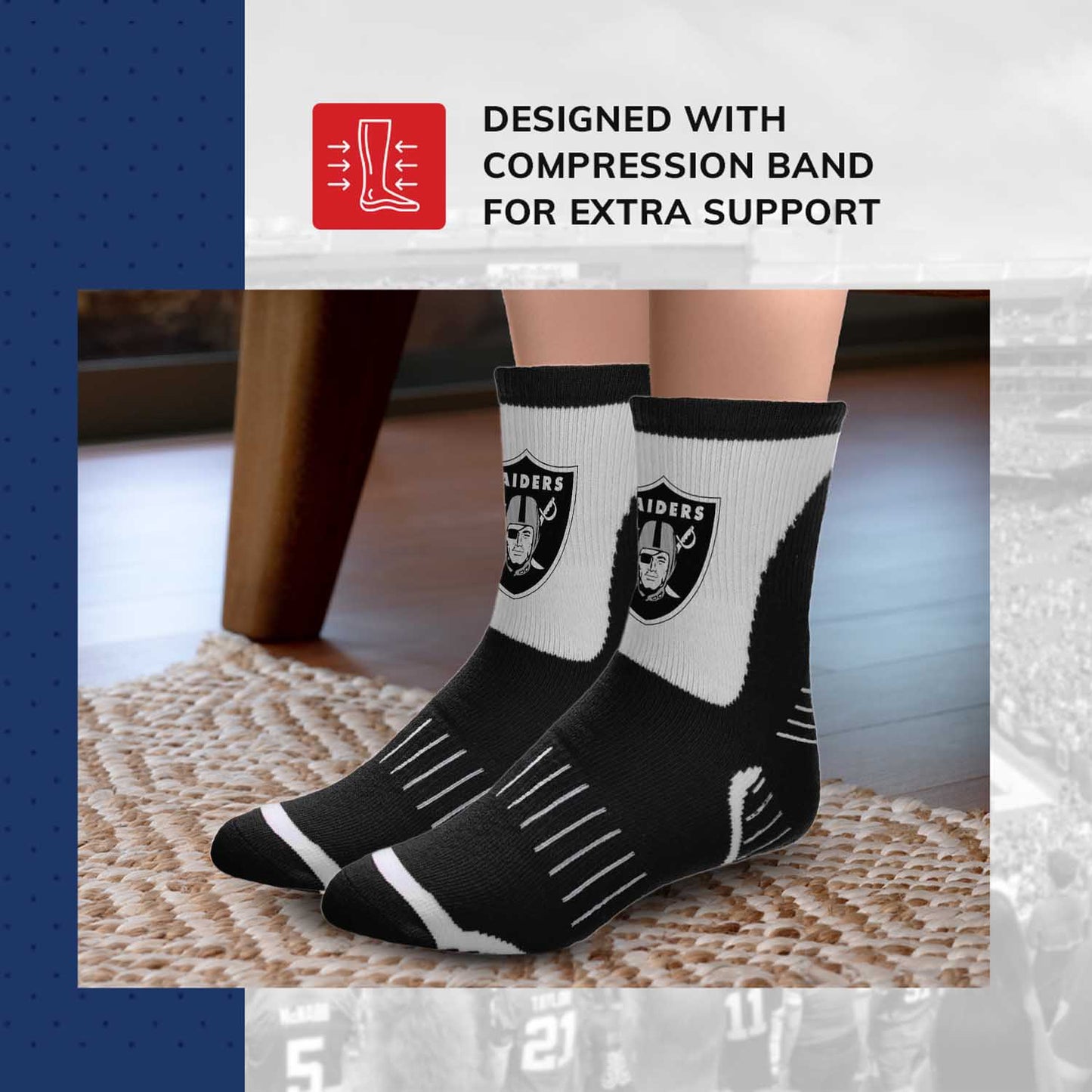 Las Vegas Raiders NFL Youth Performance Quarter Length Socks - Black