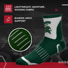 Michigan State Spartans Adult NCAA Surge Quarter Length Crew Socks - Forest Green