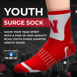 Nebraska Cornhuskers NCAA Youth Surge Team Mascot Quarter Socks - Red
