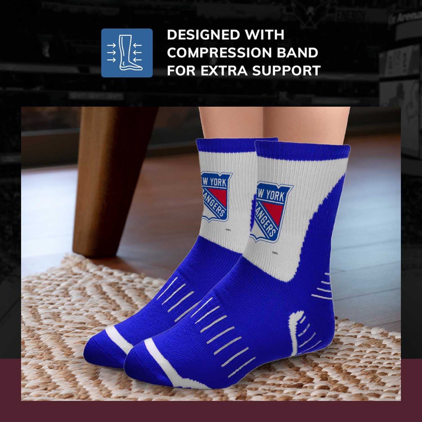 New York Rangers NHL Adult Surge Team Mascot Mens and Womens Quarter Socks - Royal
