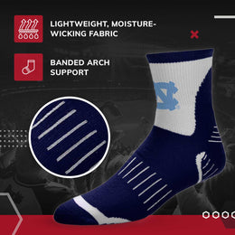 North Carolina Tar Heels Adult NCAA Surge Quarter Length Crew Socks - Navy