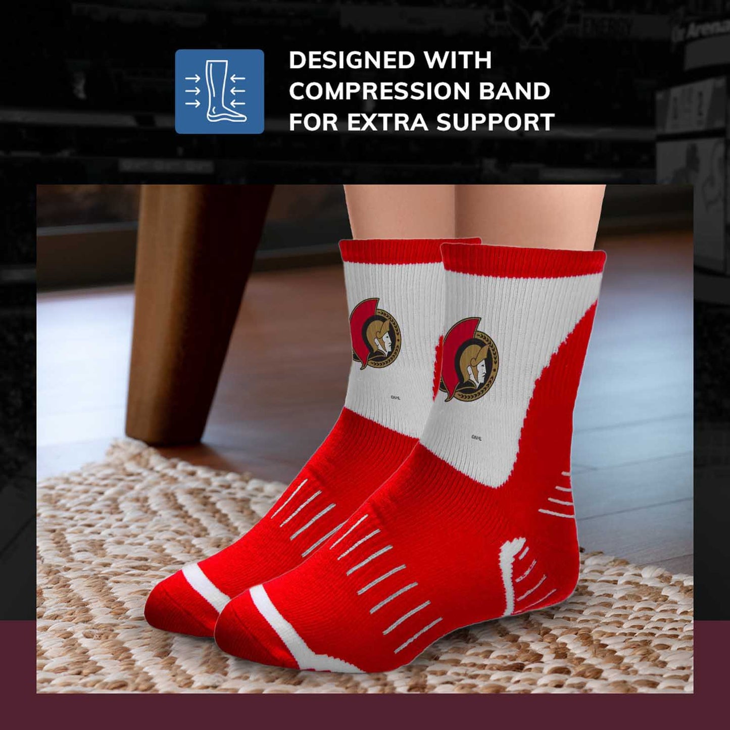 Ottawa Senators NHL Adult Surge Team Mascot Mens and Womens Quarter Socks - Red