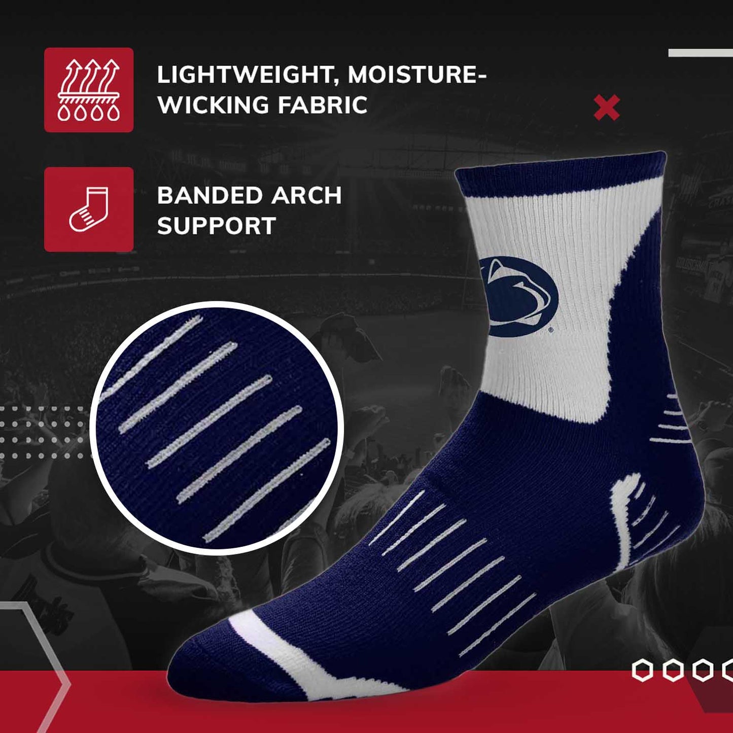 Penn State Nittany Lions NCAA Youth Surge Team Mascot Quarter Socks - Navy