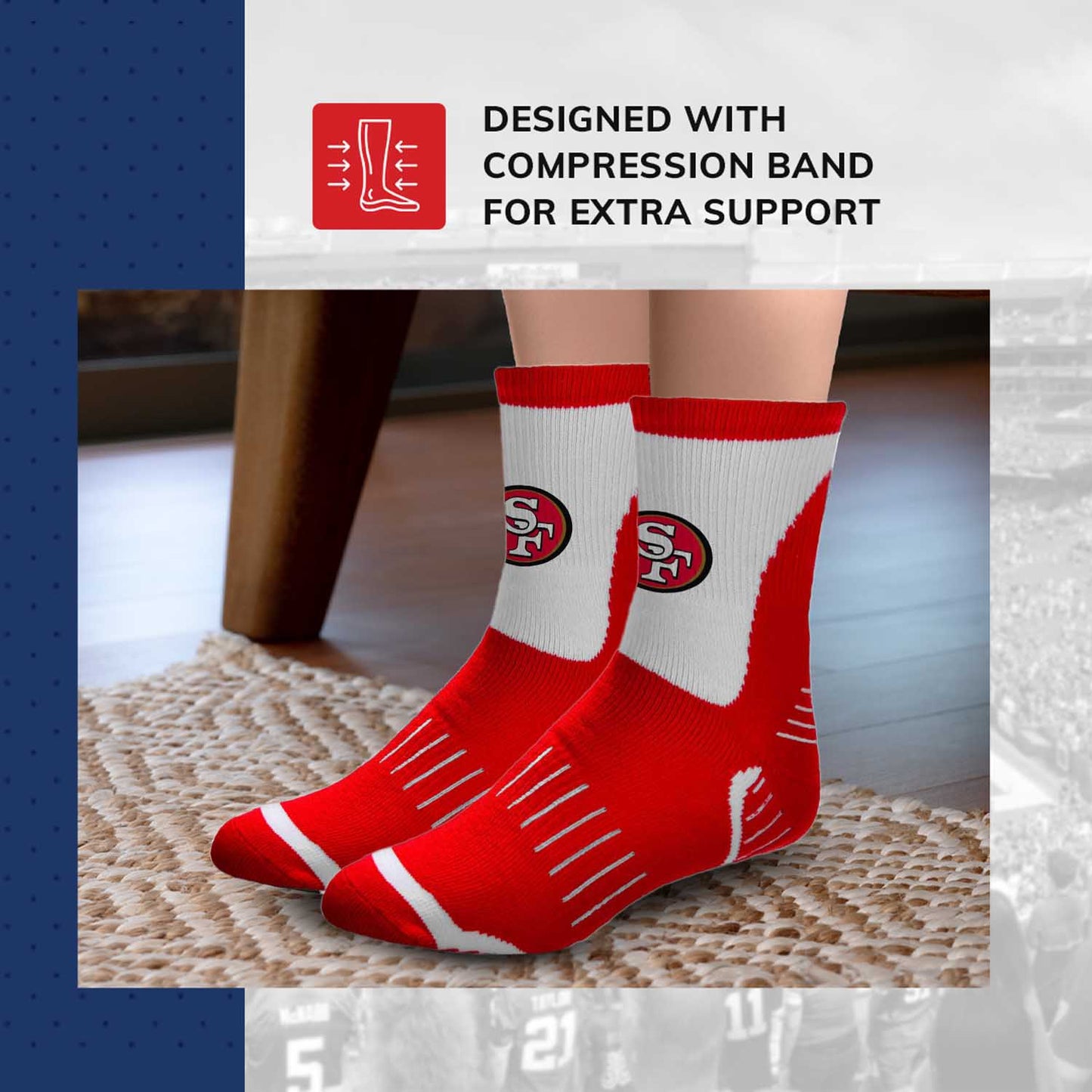 San Francisco 49ers NFL Youth Performance Quarter Length Socks - Red