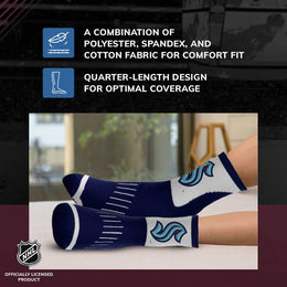 Seattle Kraken NHL Adult Surge Team Mascot Mens and Womens Quarter Socks - Navy