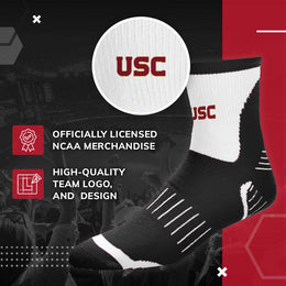 USC Trojans Adult Surge Quarter Length Crew Socks for Men and Women - Black