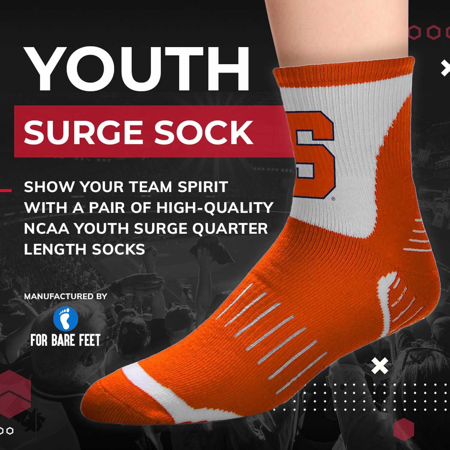 Syracuse Orange NCAA Youth Surge Team Mascot Quarter Socks - Orange