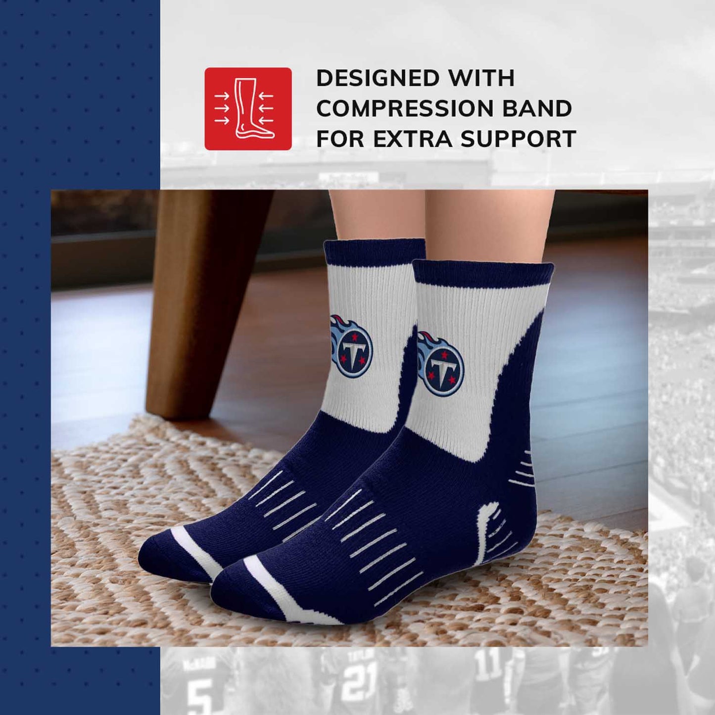 Tennessee Titans NFL Performance Quarter Length Socks - Navy