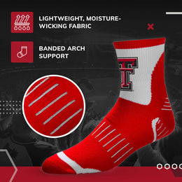 Texas Tech Red Raiders Adult NCAA Surge Quarter Length Crew Socks - Red