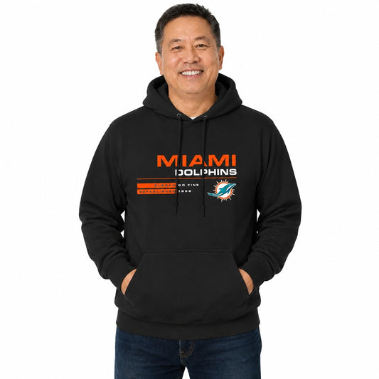 Miami Dolphins  NFL Speed Stat Sheet Fleece Hooded Sweatshirt Men Women - Black