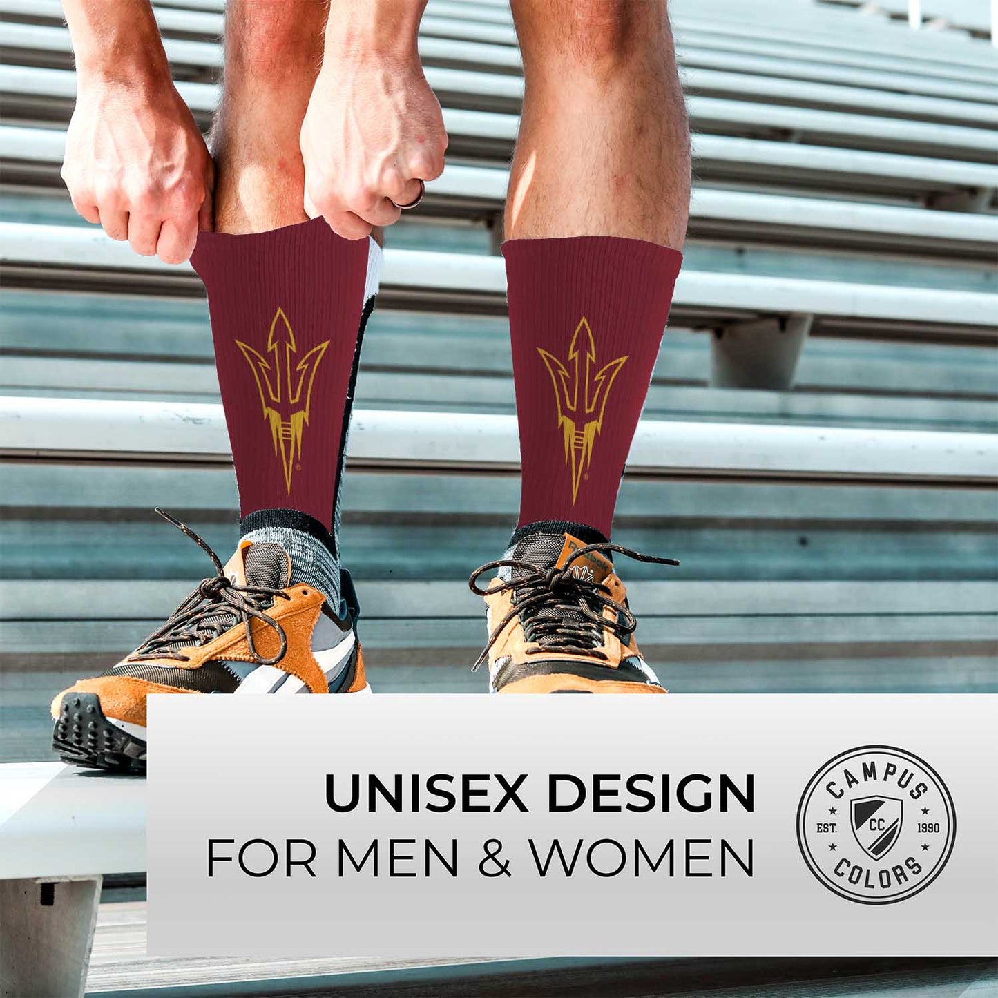 Arizona State Sun Devils NCAA Adult State and University Crew Socks - Maroon