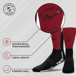 Arkansas Razorbacks NCAA Adult State and University Crew Socks - Maroon