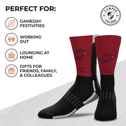 Arkansas Razorbacks NCAA Adult State and University Crew Socks - Maroon