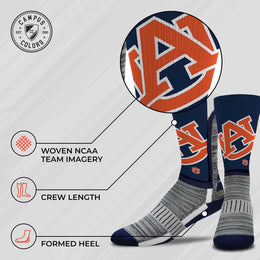 Auburn Tigers NCAA Striped Crew Socks Men Women - Navy