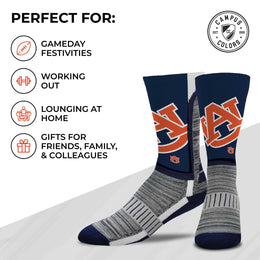Auburn Tigers NCAA Striped Crew Socks Men Women - Navy