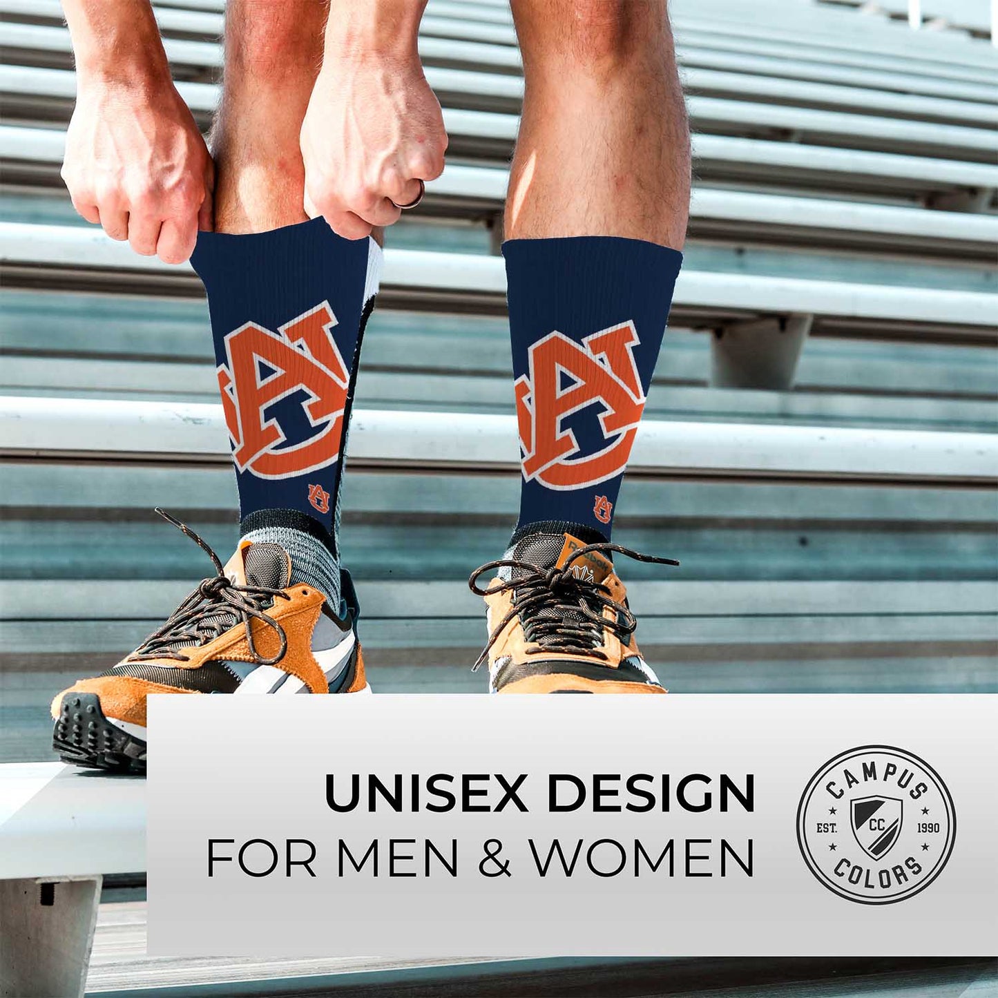 Auburn Tigers NCAA Striped Crew Socks Men Women - Navy