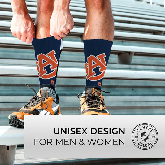 Auburn Tigers NCAA Striped Crew Socks Men Women - Navy