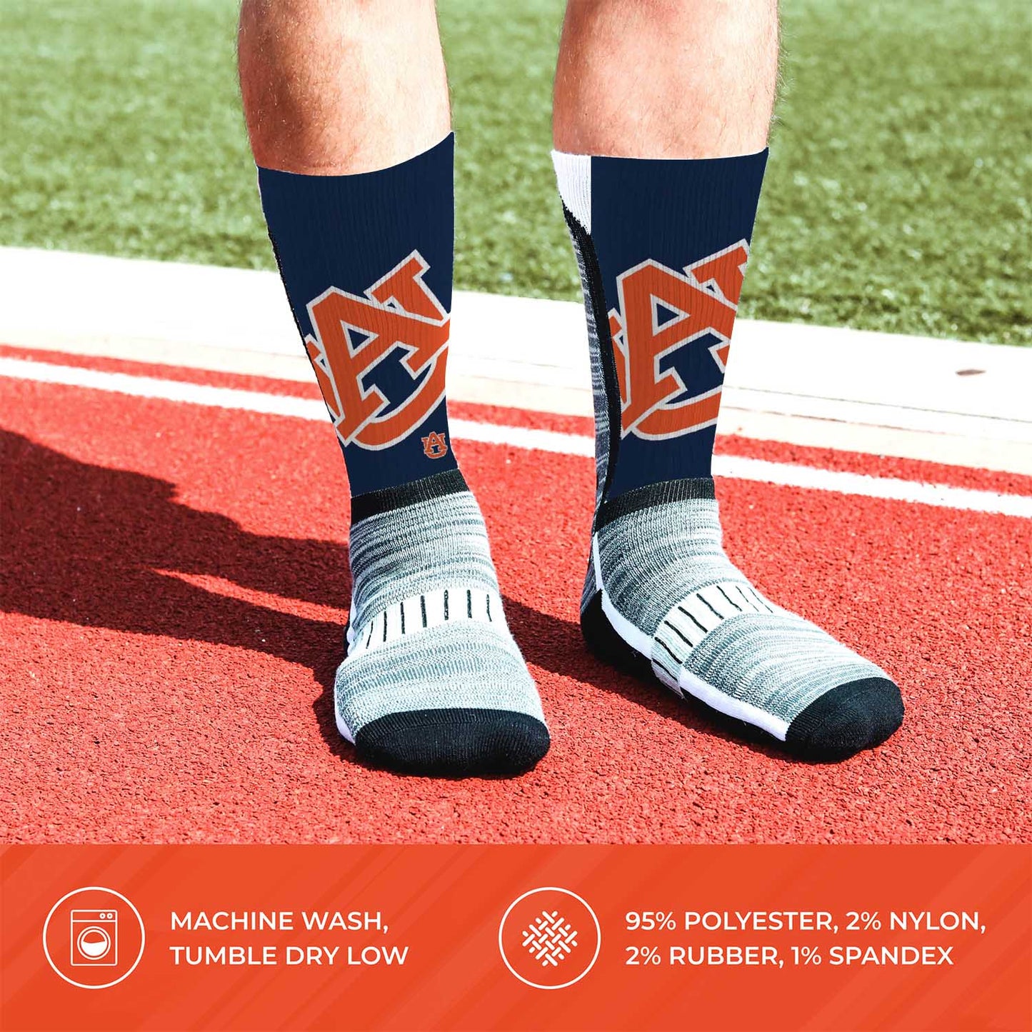 Auburn Tigers NCAA Striped Crew Socks Men Women - Navy