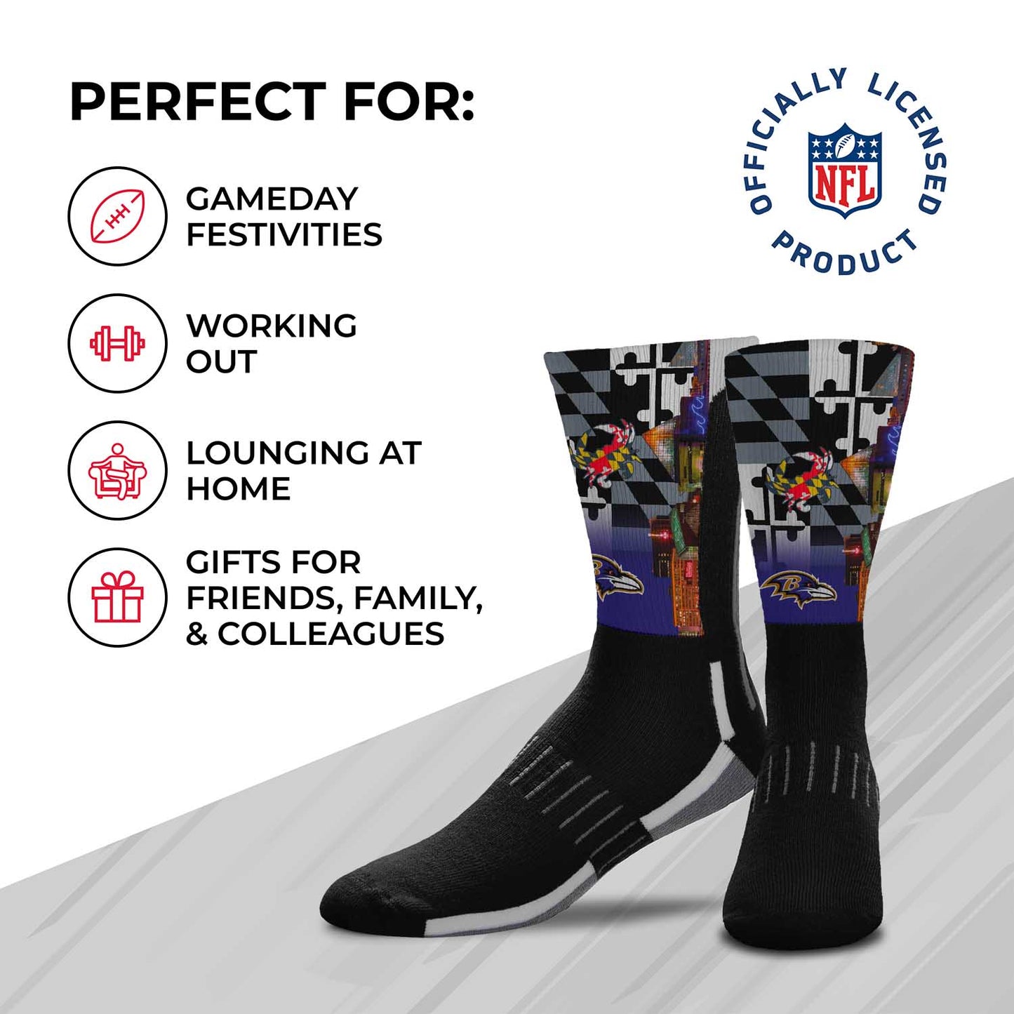 Baltimore Ravens NFL Youth Zoom Location Crew Socks - Black
