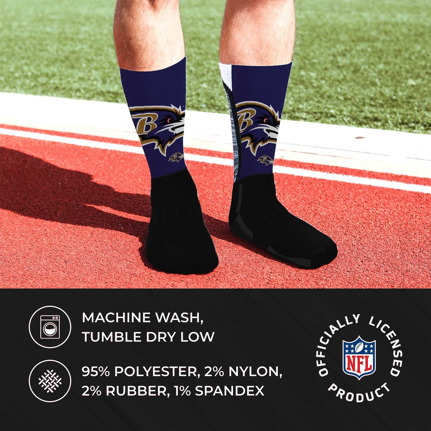 Baltimore Ravens NFL Youth V Curve Socks - Black