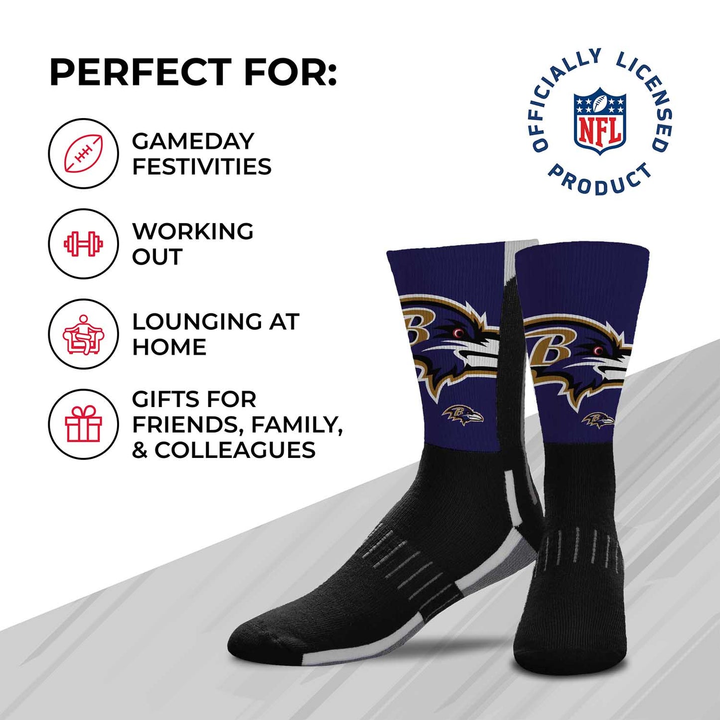 Baltimore Ravens NFL Youth V Curve Socks - Black