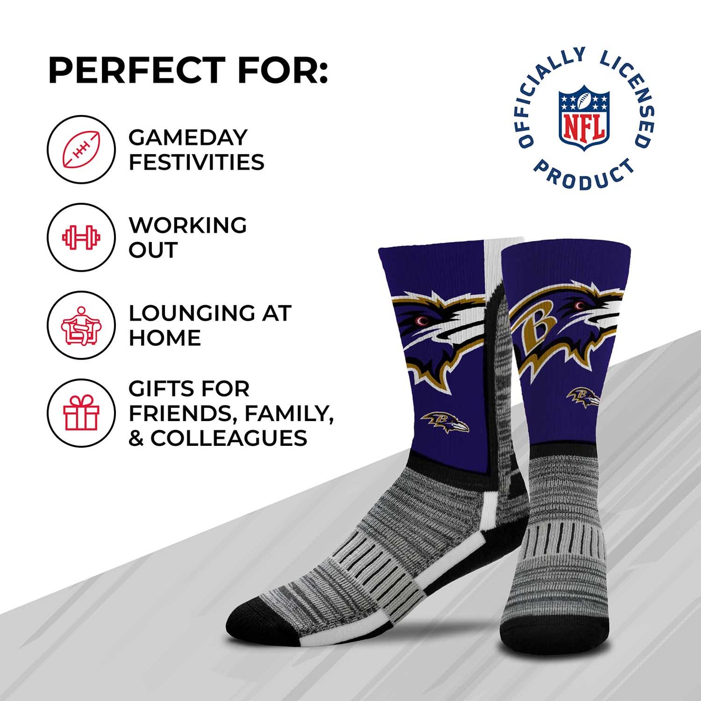 Baltimore Ravens NFL Youth V Curve Socks - Purple