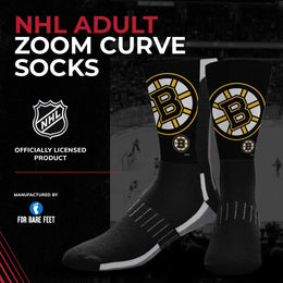 Boston  Bruins Adult NHL Zoom Curve Team Crew Socks - Black