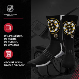 Boston  Bruins Adult NHL Zoom Curve Team Crew Socks - Black