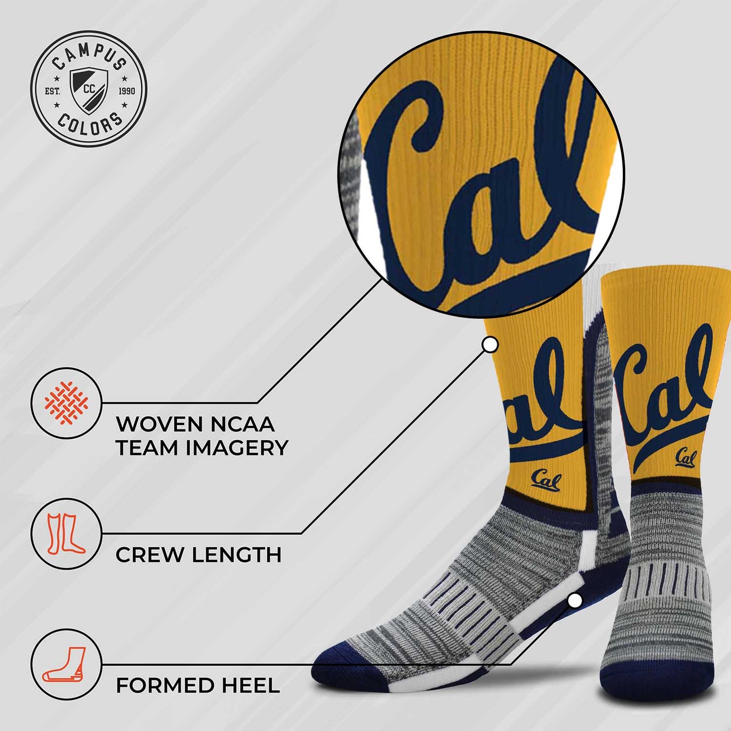 Cal Golden Bears NCAA Youth University Socks - Yellow