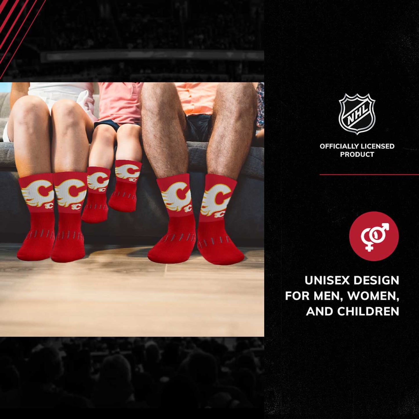 Calgary Flames Youth NHL Zoom Curve Team Crew Socks - Red