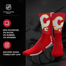 Calgary Flames Adult NHL Zoom Curve Team Crew Socks - Red